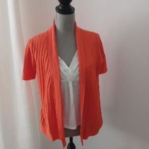 Ladies Fred David 2PC LOOK Layered Top SWEATER orange & white NWT PS